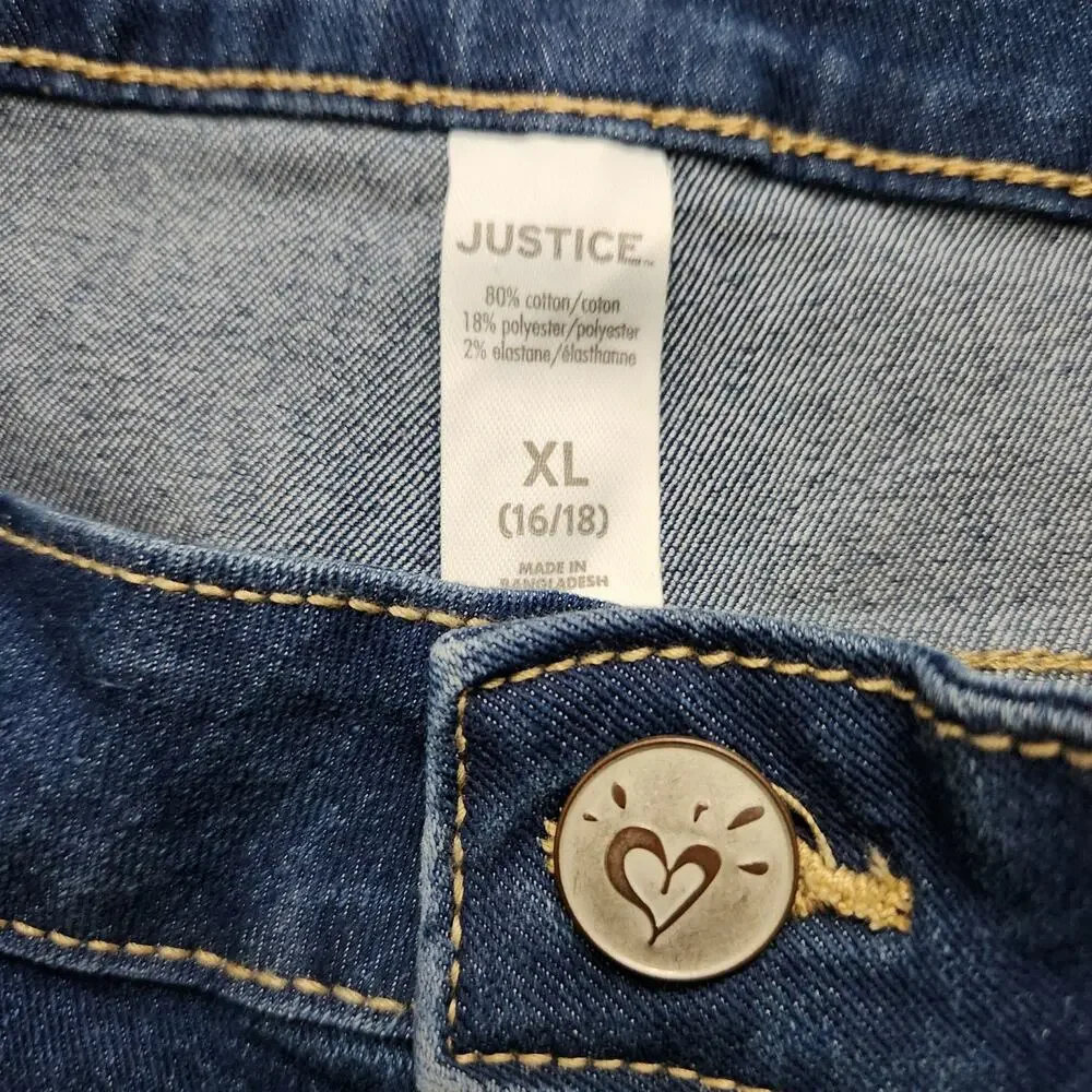 NWT Justice Midi Denim Shorts Size XL 16/18